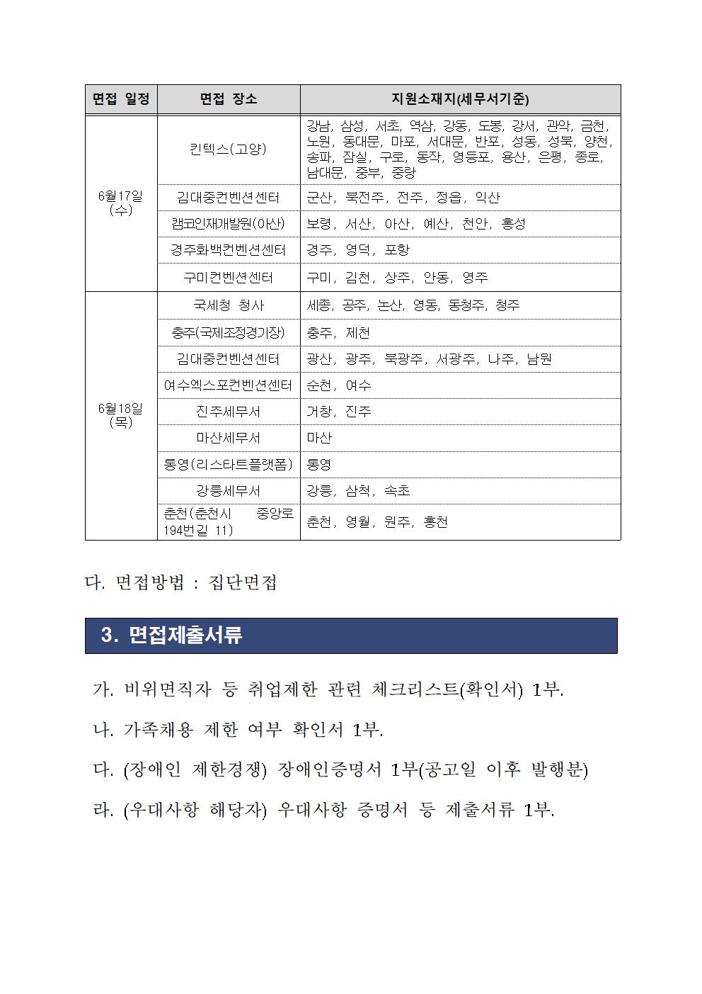 국세 체납관리단 서류전형 합격자 및 면접시험 시행 계획(공고2026-56호)002.jpg